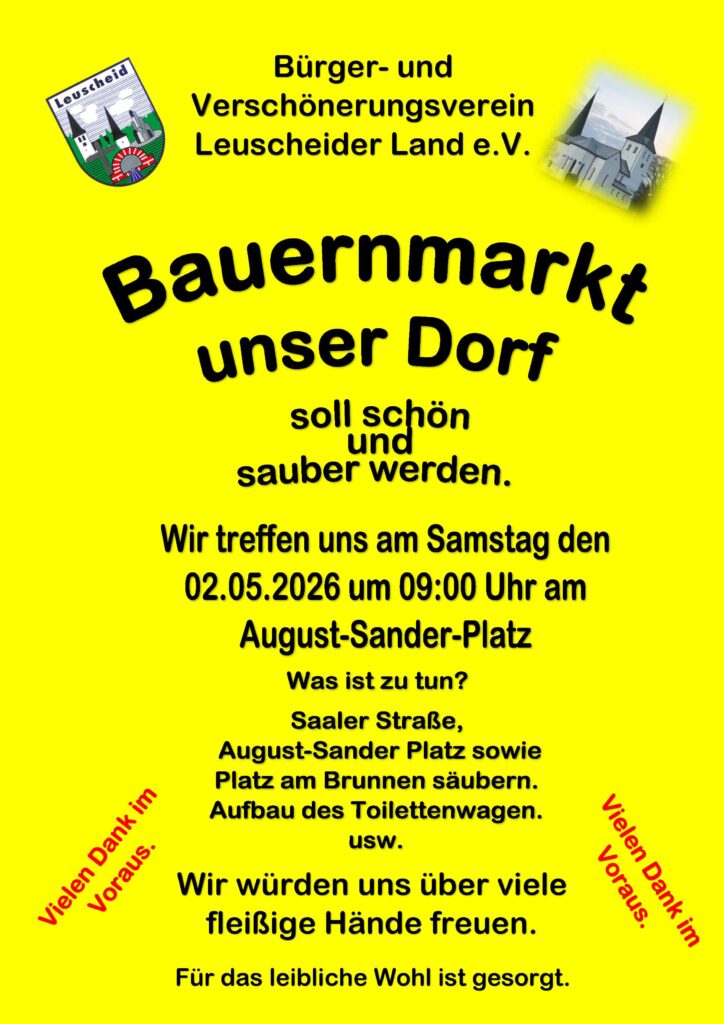Säuberung Dorf für Bauernmarkt